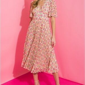 Floral Pink Midi Dress